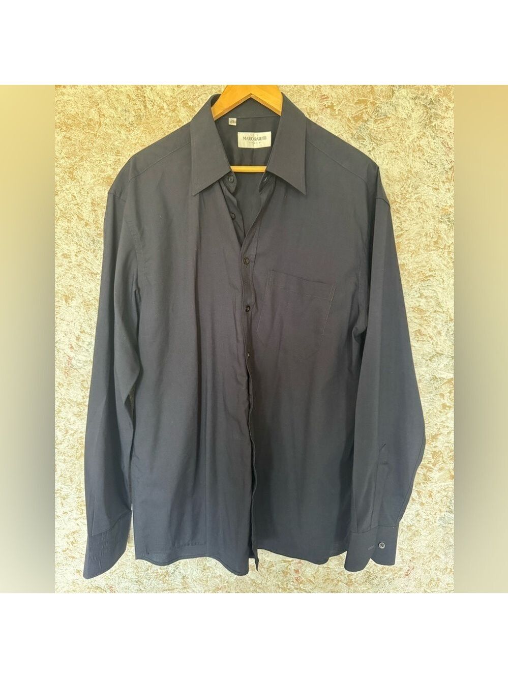 Mario Barutti Black Cotton Dress Shirt Men's Classic Italy